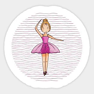 Cute ballerina girl with a pink tutu Sticker